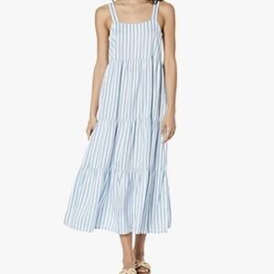 NWT Women’s 3X Tiered Maxi Midi Britt Dress The Drop Blue Stripe Sleeveless
